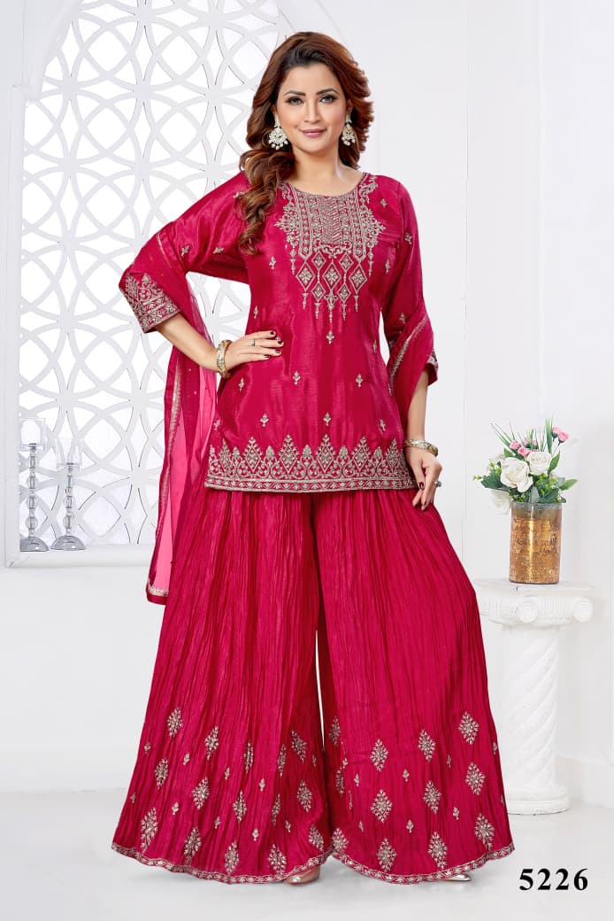 Shree Shanti Selection - Pink Embroidered Sharara Suit